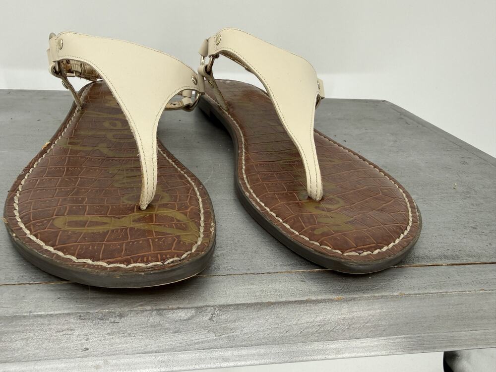 Sam Edelman Women's Cream Leather Thong Sandals Size 10M Summer Beach Vacation
